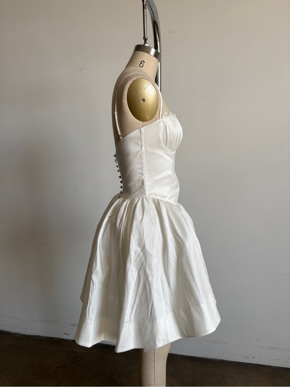 $429 NWOT For Love And Lemons “Evelyn” Mini Taffeta Dress in White Sz Small - Picture 9 of 12